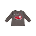 thumbnail image 1 of Inktastic Valentine Fire Truck with Hearts Boys or Girls Long Sleeve Toddler T-Shirt, 1 of 5