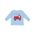 thumbnail image 1 of Inktastic Valentine Fire Truck with Hearts Boys or Girls Long Sleeve Toddler T-Shirt, 1 of 5