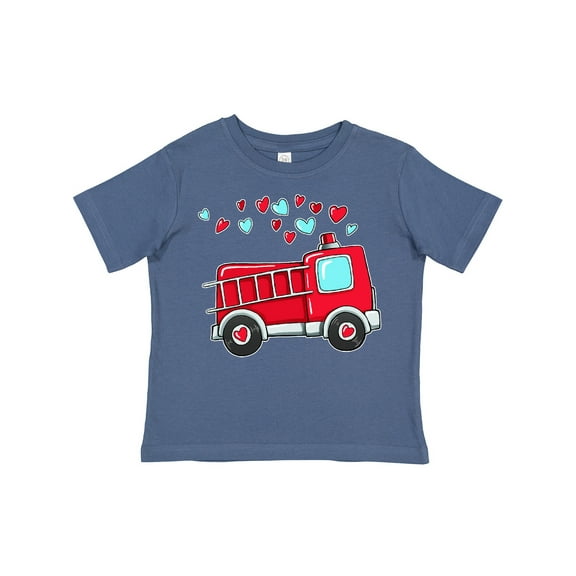 Inktastic Valentine Fire Truck with Hearts Boys or Girls Toddler T-Shirt