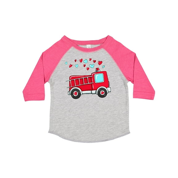Inktastic Valentine Fire Truck with Hearts Boys or Girls Toddler T-Shirt