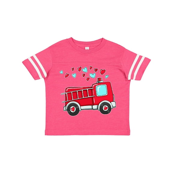 Inktastic Valentine Fire Truck with Hearts Boys or Girls Toddler T-Shirt