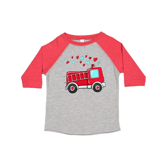 Inktastic Valentine Fire Truck with Hearts Boys or Girls Toddler T-Shirt
