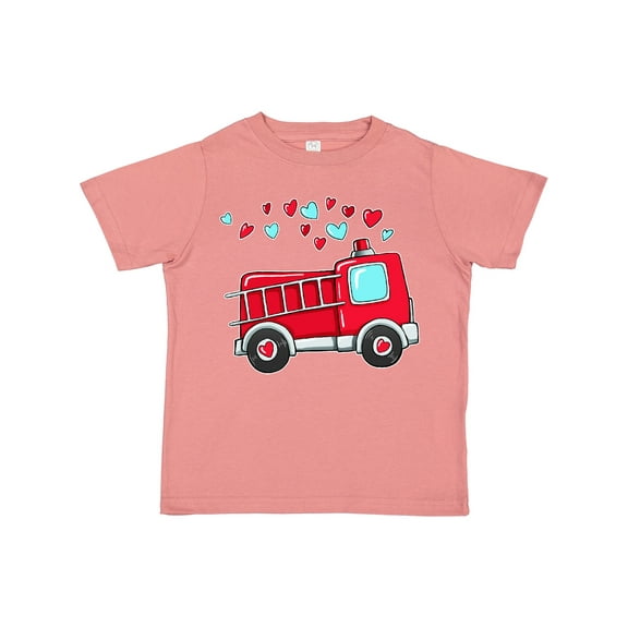 Inktastic Valentine Fire Truck with Hearts Boys or Girls Toddler T-Shirt
