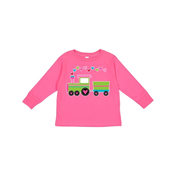Inktastic Valentine Heart Train Boys or Girls Long Sleeve Toddler T-Shirt