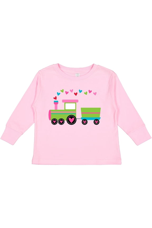Valentine Heart Train Boys or Girls Long Sleeve Toddler T-Shirt