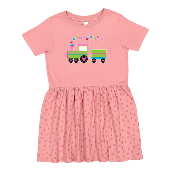 Inktastic Valentine Heart Train Girls Toddler Dress