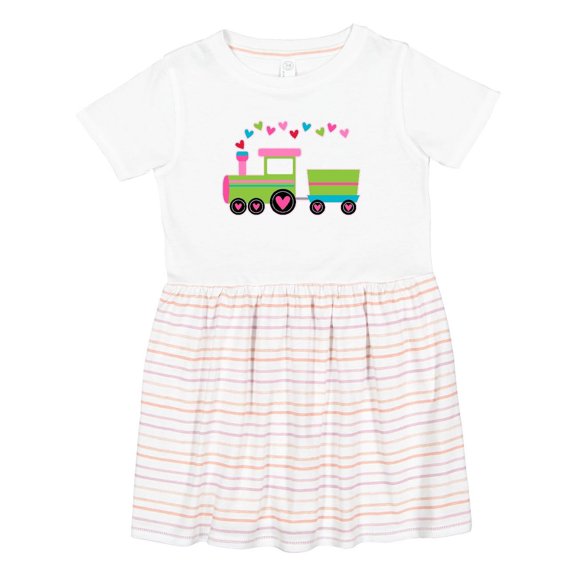 Inktastic Valentine Heart Train Girls Toddler Dress