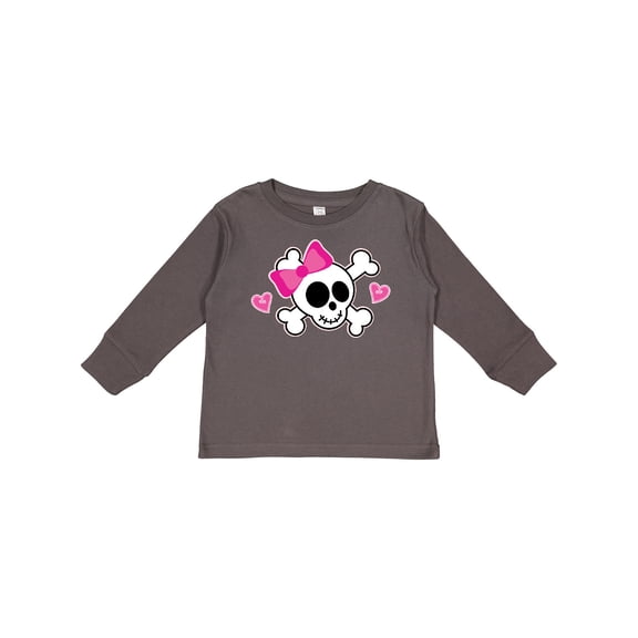 Inktastic Valentine Holiday Girls Skull Girls Long Sleeve Toddler T-Shirt
