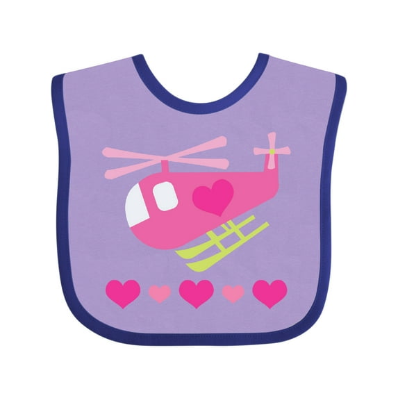 Inktastic Valentine Pink Heart Helicopter Boys or Girls Baby Bib