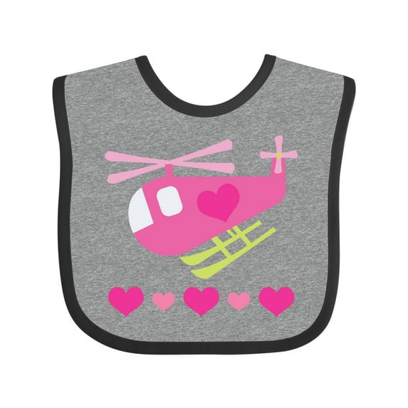Inktastic Valentine Pink Heart Helicopter Boys or Girls Baby Bib