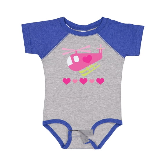 Inktastic Valentine Pink Heart Helicopter Boys or Girls Baby Bodysuit