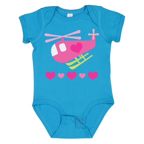 Inktastic Valentine Pink Heart Helicopter Boys or Girls Baby Bodysuit