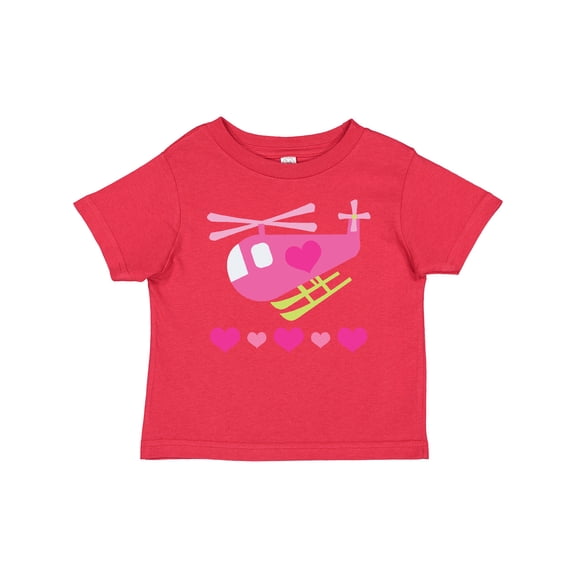 Inktastic Valentine Pink Heart Helicopter Boys or Girls Baby T-Shirt