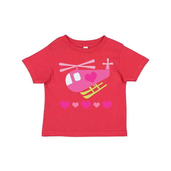 Inktastic Valentine Pink Heart Helicopter Boys or Girls Toddler T-Shirt