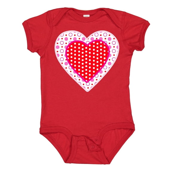 Inktastic Valentine Red Heart with Dots Boys or Girls Baby Bodysuit