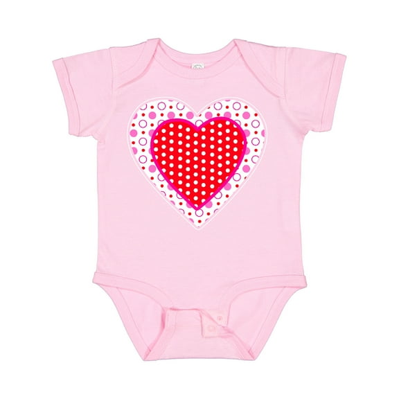 Inktastic Valentine Red Heart with Dots Boys or Girls Baby Bodysuit