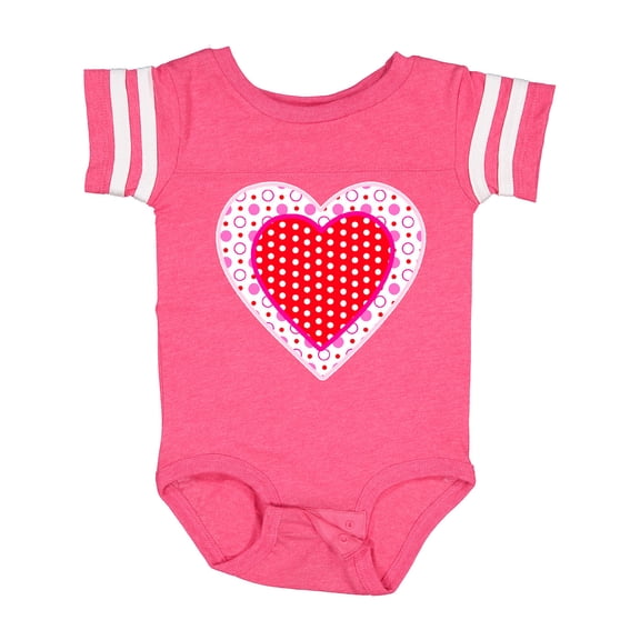 Inktastic Valentine Red Heart with Dots Boys or Girls Baby Bodysuit