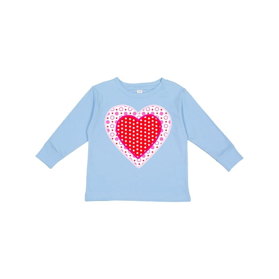 Inktastic Valentine Red Heart with Dots Boys or Girls Long Sleeve Toddler T-Shirt