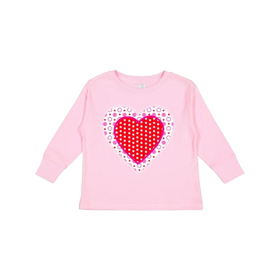 Inktastic Valentine Red Heart with Dots Boys or Girls Long Sleeve Toddler T-Shirt