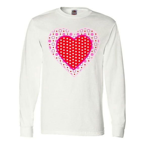 Inktastic Valentine Red Heart with Dots Long Sleeve T-Shirt
