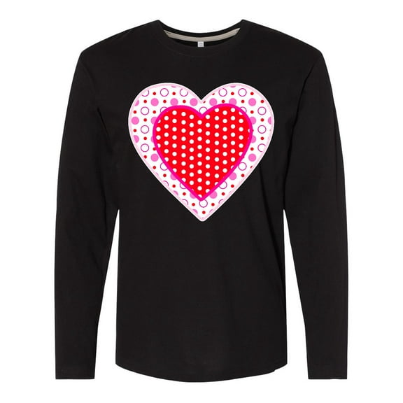 Inktastic Valentine Red Heart with Dots Long Sleeve T-Shirt
