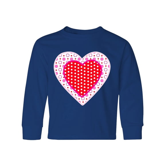 Inktastic Valentine Red Heart with Dots Long Sleeve Youth T-Shirt