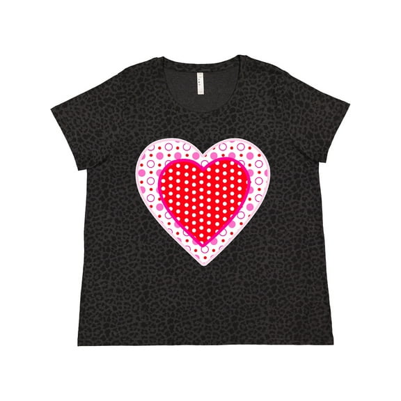 Inktastic Valentine Red Heart with Dots Women's Plus Size T-Shirt