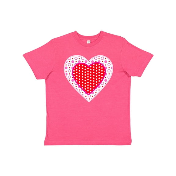 Inktastic Valentine Red Heart with Dots Youth T-Shirt