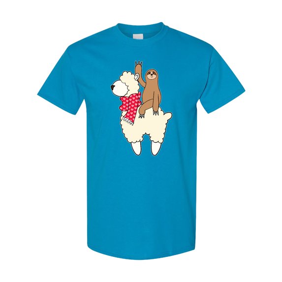 Inktastic Valentine Sloth and Llama in Scarf T-Shirt