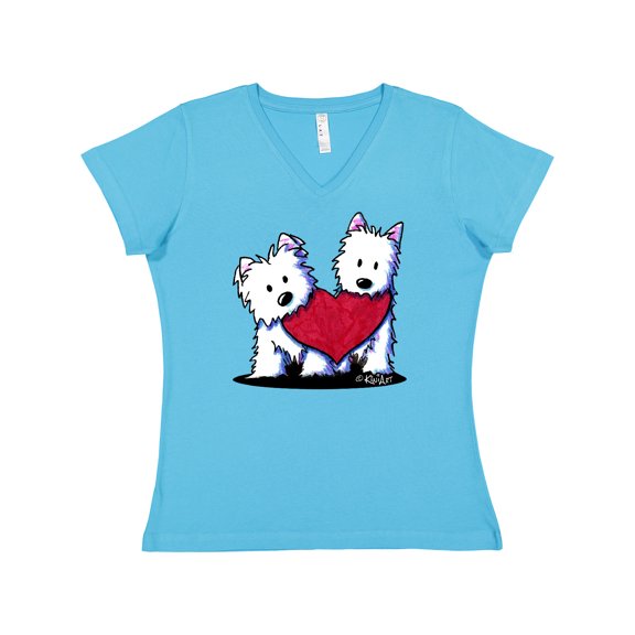 Inktastic Valentine Westie Duo Women's V-Neck T-Shirt