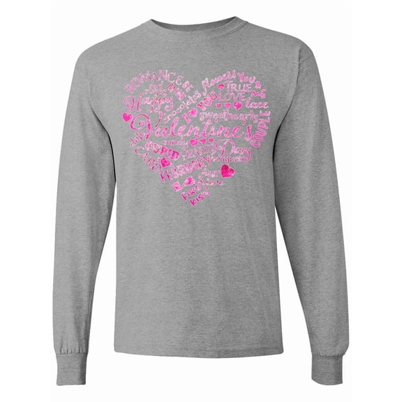 Inktastic Valentine Words in Pink Long Sleeve T-Shirt