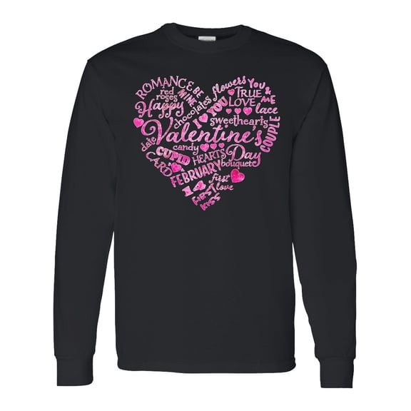 Inktastic Valentine Words in Pink Long Sleeve T-Shirt