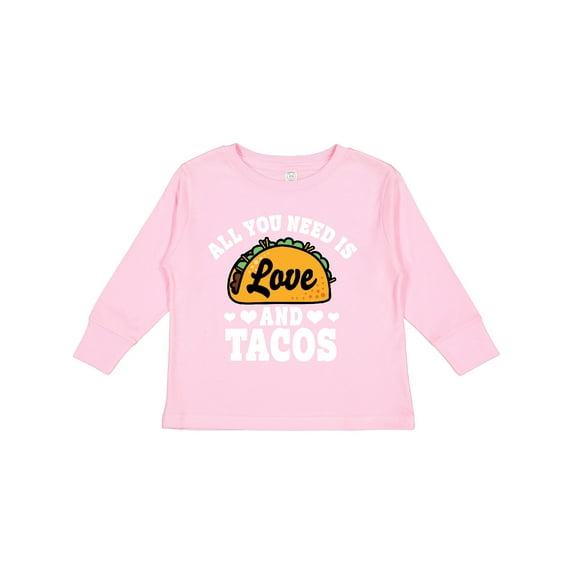 Inktastic Valentine's Day All You Need is Love and Tacos Boys or Girls Long Sleeve Toddler T-Shirt