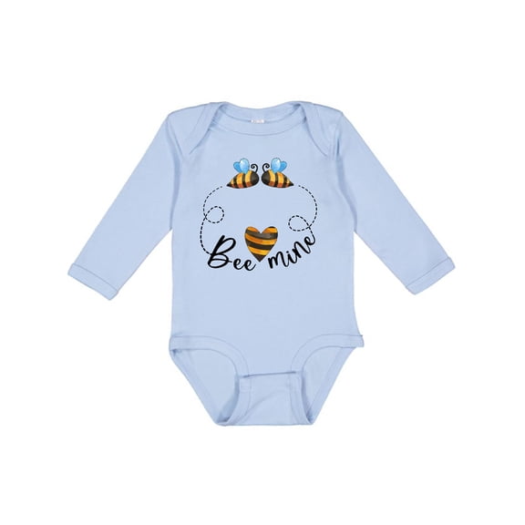 Inktastic Valentine’s Day Bee Mine Cute Bees and Heart Boys or Girls Long Sleeve Baby Bodysuit
