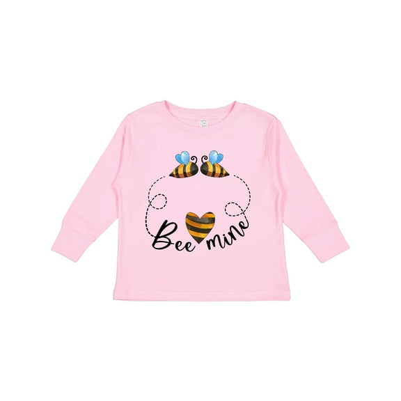 Inktastic Valentine’s Day Bee Mine Cute Bees and Heart Boys or Girls Long Sleeve Toddler T-Shirt