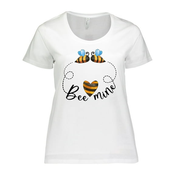 Inktastic Valentine’s Day Bee Mine Cute Bees and Heart Women's Plus Size T-Shirt