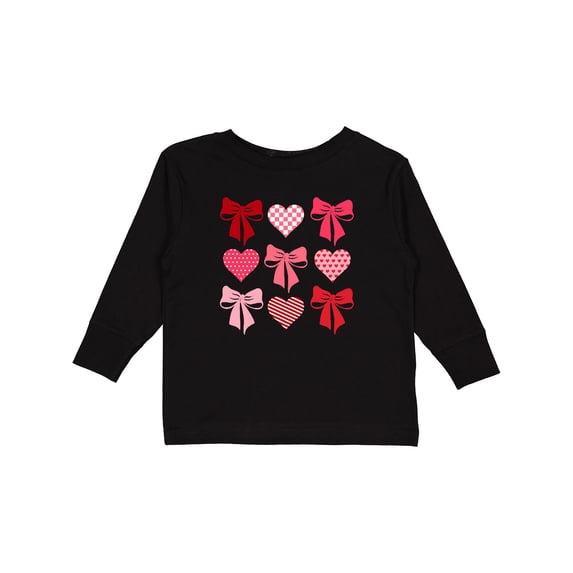 Inktastic Valentine's Day Bows and Hearts Boys or Girls Long Sleeve Toddler T-Shirt