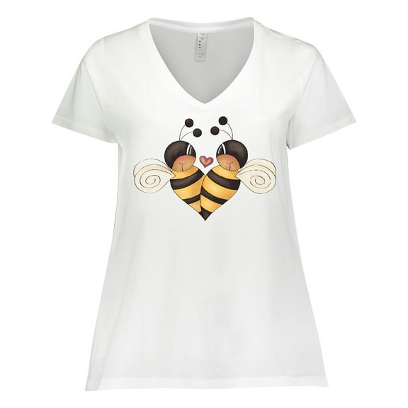 Inktastic Valentine's Day Bumble Bees Women's Plus Size V-Neck T-Shirt