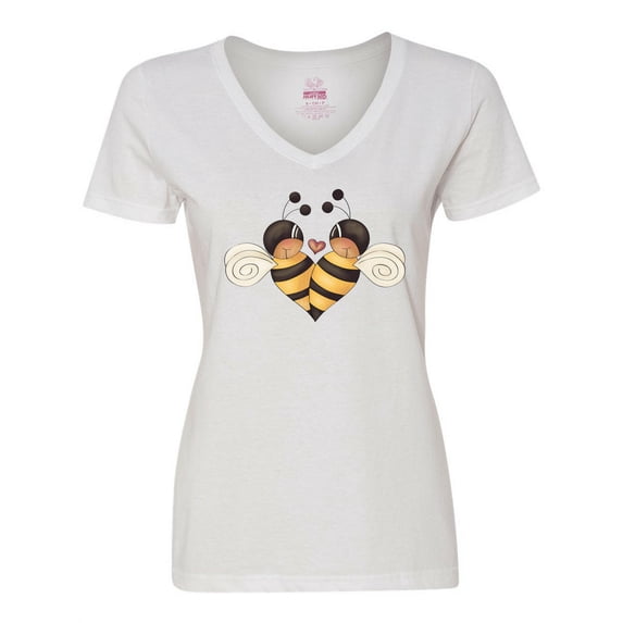 Inktastic Valentine's Day Bumble Bees Women's V-Neck T-Shirt