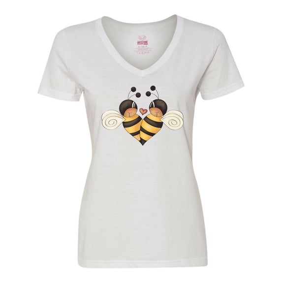 Inktastic Valentine's Day Bumble Bees Women's V-Neck T-Shirt