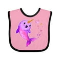 thumbnail image 1 of Inktastic Valentine's Day Cute Pink Narwhal with Hearts Boys or Girls Baby Bib, 1 of 4