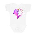 thumbnail image 1 of Inktastic Valentine's Day Cute Pink Narwhal with Hearts Boys or Girls Baby Bodysuit, 1 of 5