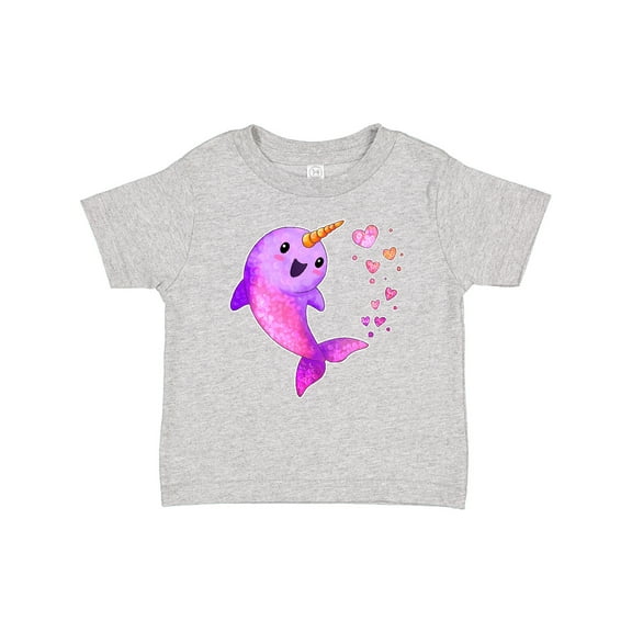 Inktastic Valentine's Day Cute Pink Narwhal with Hearts Boys or Girls Baby T-Shirt