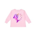thumbnail image 1 of Inktastic Valentine's Day Cute Pink Narwhal with Hearts Boys or Girls Long Sleeve Toddler T-Shirt, 1 of 5