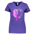 thumbnail image 1 of Inktastic Valentine's Day Cute Pink Narwhal with Hearts Women's V-Neck T-Shirt, 1 of 5