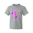 thumbnail image 1 of Inktastic Valentine's Day Cute Pink Narwhal with Hearts Youth T-Shirt, 1 of 5