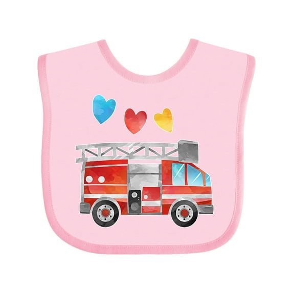 Inktastic Valentine's Day Fire Truck with Hearts Boys or Girls Baby Bib