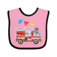 thumbnail image 1 of Inktastic Valentine's Day Fire Truck with Hearts Boys or Girls Baby Bib, 1 of 4