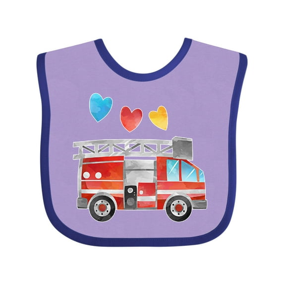 Inktastic Valentine's Day Fire Truck with Hearts Boys or Girls Baby Bib