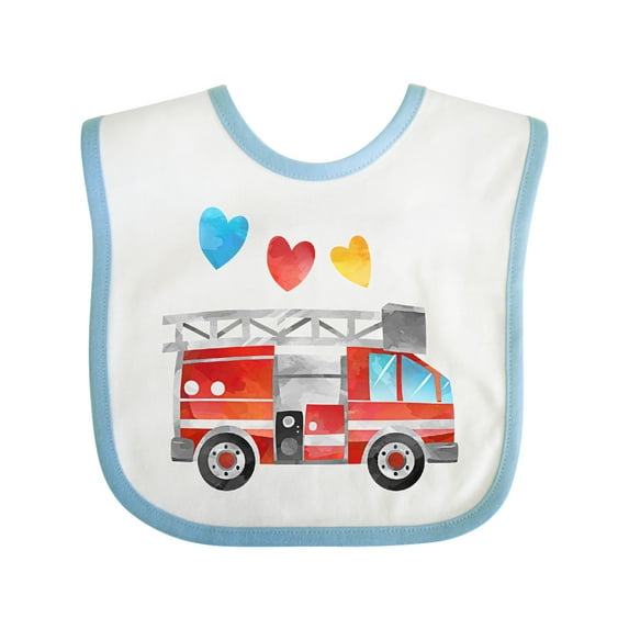 Inktastic Valentine's Day Fire Truck with Hearts Boys or Girls Baby Bib